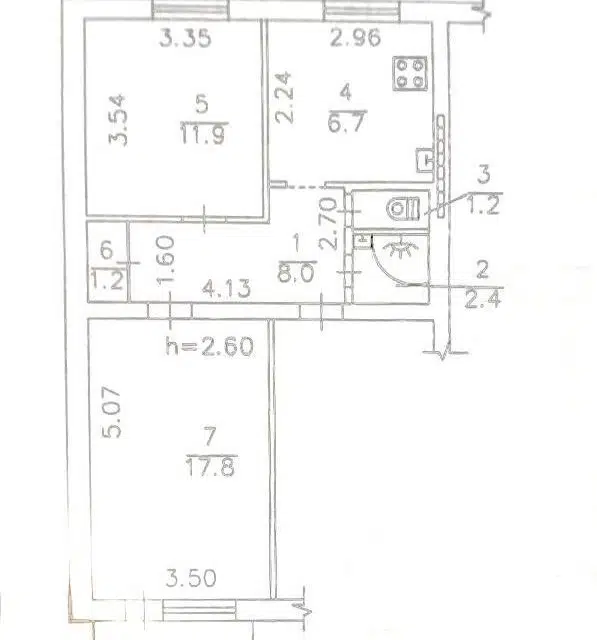 Продаётся 2-комнатная квартира, 50 м²