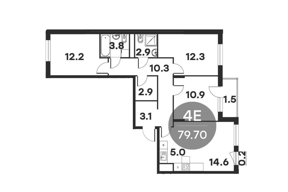 Продаётся 3-комнатная квартира, 79.7 м²