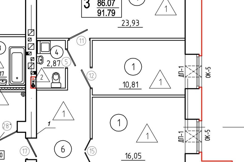 Продаётся 3-комнатная квартира, 91.8 м²