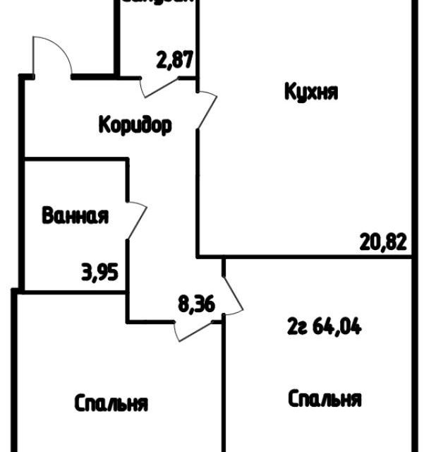 Продаётся 1-комнатная квартира, 57 м²