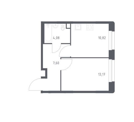 Продаётся 1-комнатная квартира, 35.67 м²