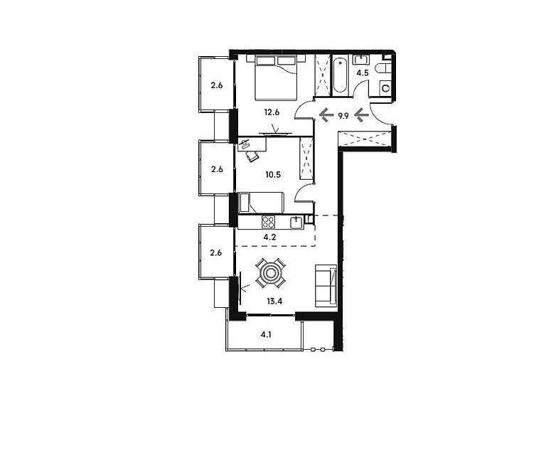 Продаётся 2-комнатная квартира, 67 м²