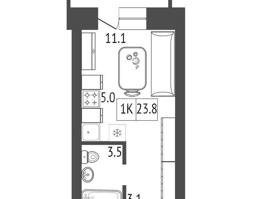 Продаётся студия, 23.8 м²