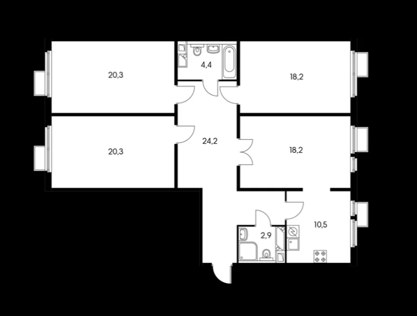 Продаётся 4-комнатная квартира, 119 м²