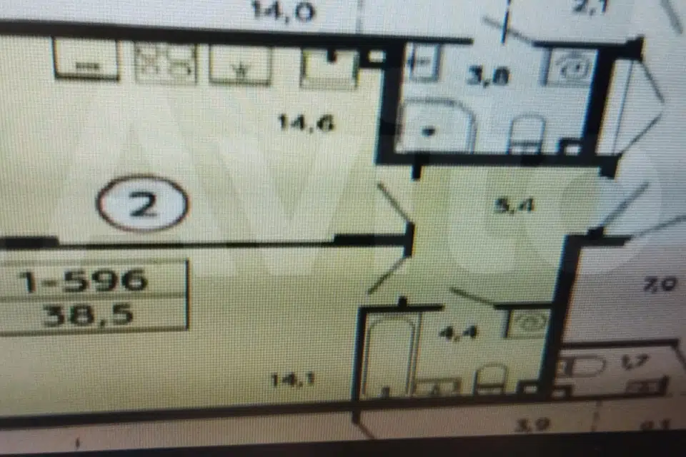 Продаётся 1-комнатная квартира, 38.5 м²