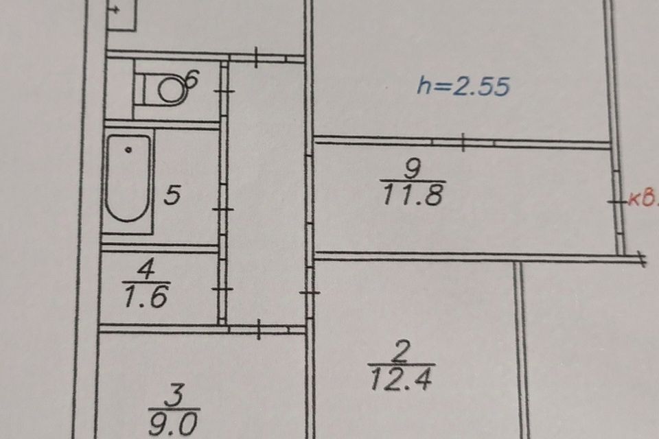 Продаётся 3-комнатная квартира, 65.7 м²
