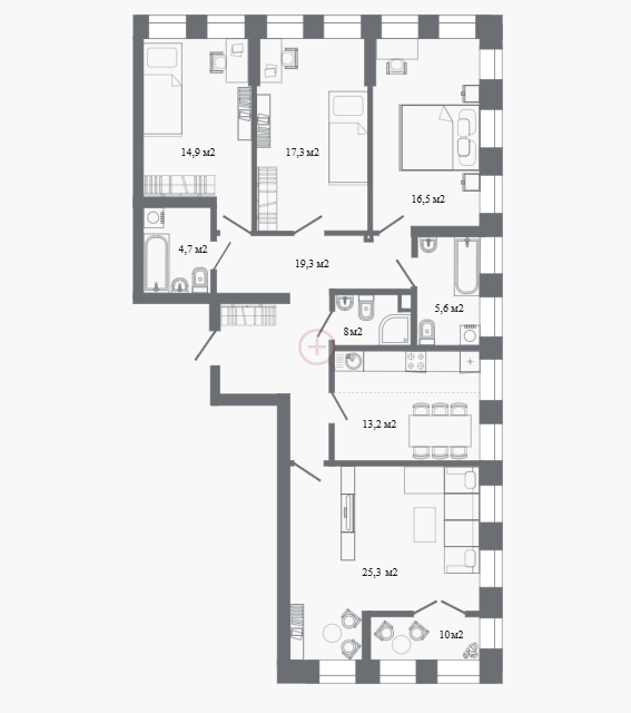 Продаётся 4-комнатная квартира, 123.2 м²