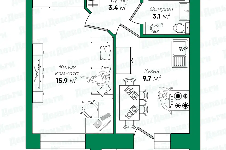 Продаётся 1-комнатная квартира, 35.6 м²