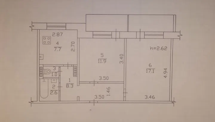Продаётся 2-комнатная квартира, 53 м²