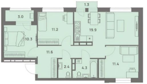 Продаётся 4-комнатная квартира, 72.6 м²