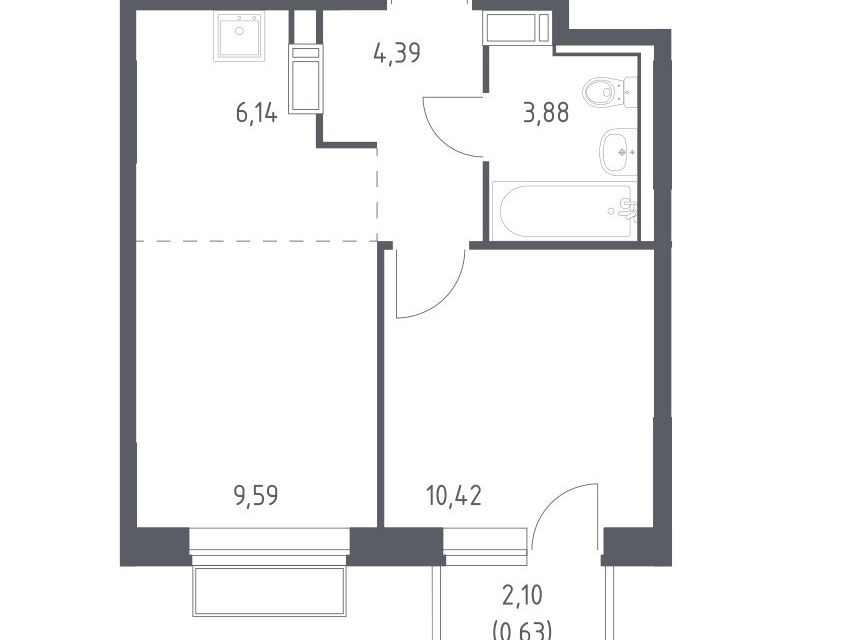 Продаётся 2-комнатная квартира, 35.05 м²