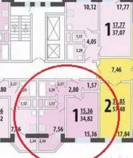 Продаётся 1-комнатная квартира, 34.2 м²