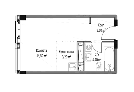 Продаётся студия, 25.2 м²