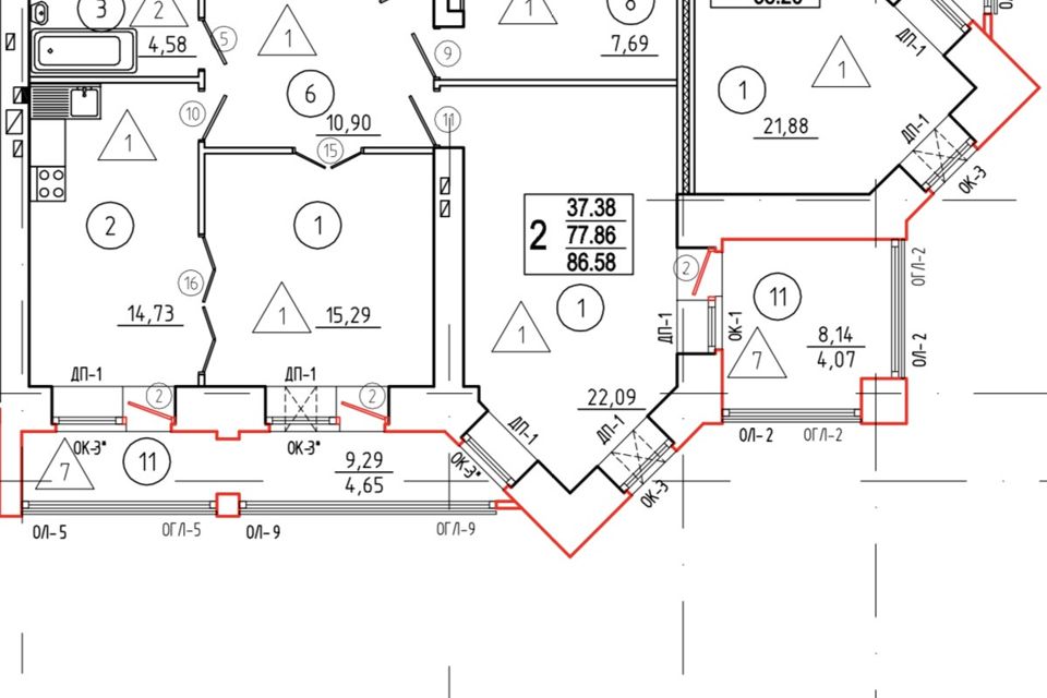 Продаётся 2-комнатная квартира, 81.5 м²