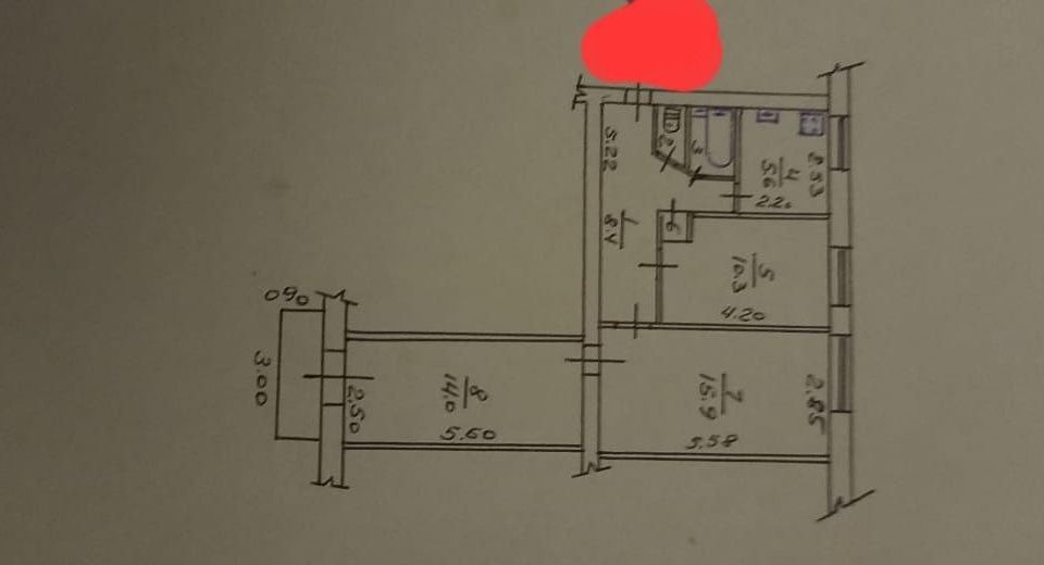 Продаётся 3-комнатная квартира, 58.5 м²