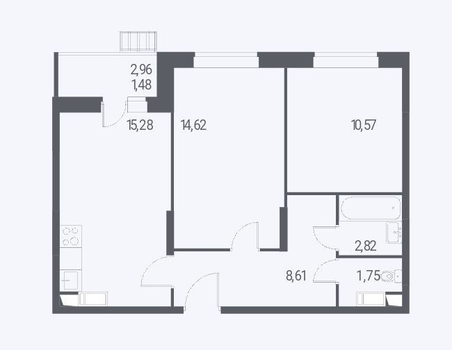 Продаётся 2-комнатная квартира, 53.1 м²