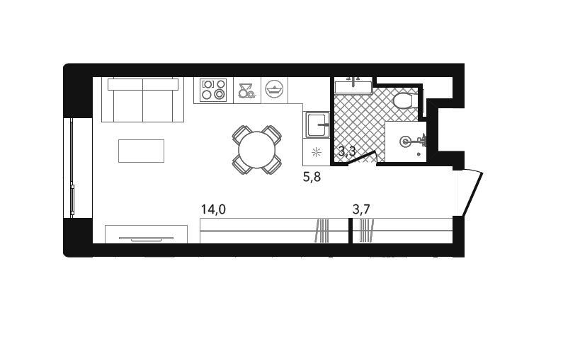 Продаётся студия, 26.86 м²