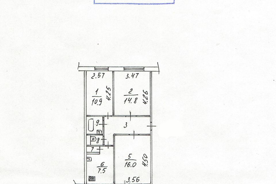 Продаётся 3-комнатная квартира, 65.4 м²
