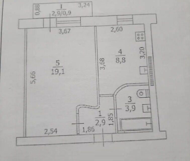 Продаётся 1-комнатная квартира, 35.6 м²