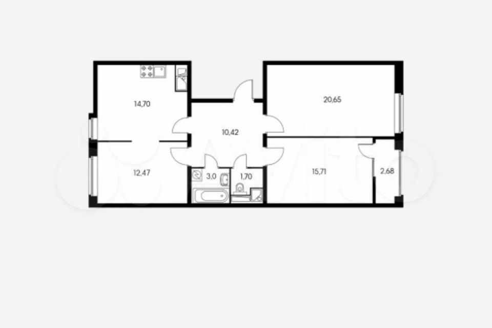 Продаётся 3-комнатная квартира, 79.1 м²