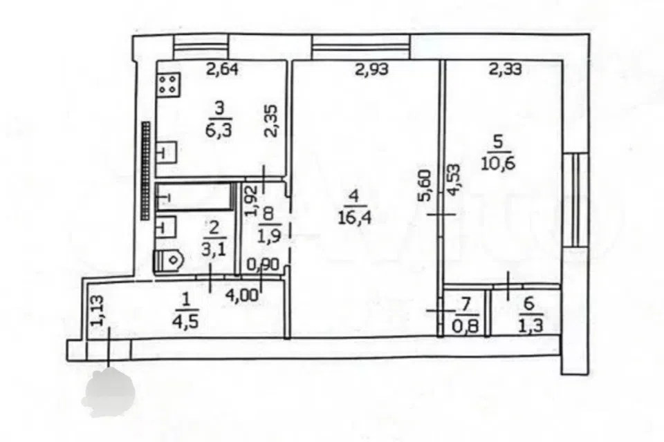 Продаётся 2-комнатная квартира, 45 м²