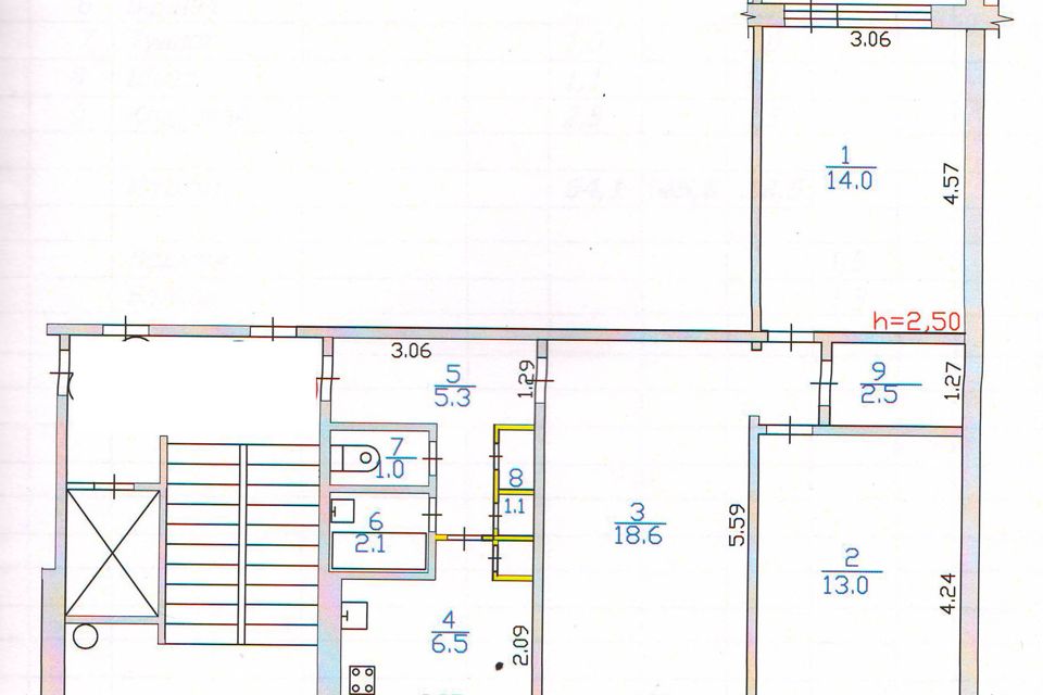 Продаётся 3-комнатная квартира, 64.1 м²