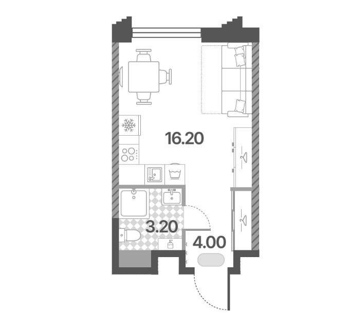 Продаётся студия, 23.4 м²