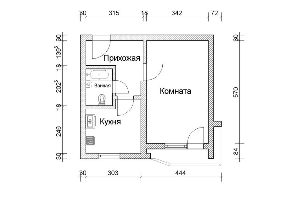 Продаётся 1-комнатная квартира, 41 м²