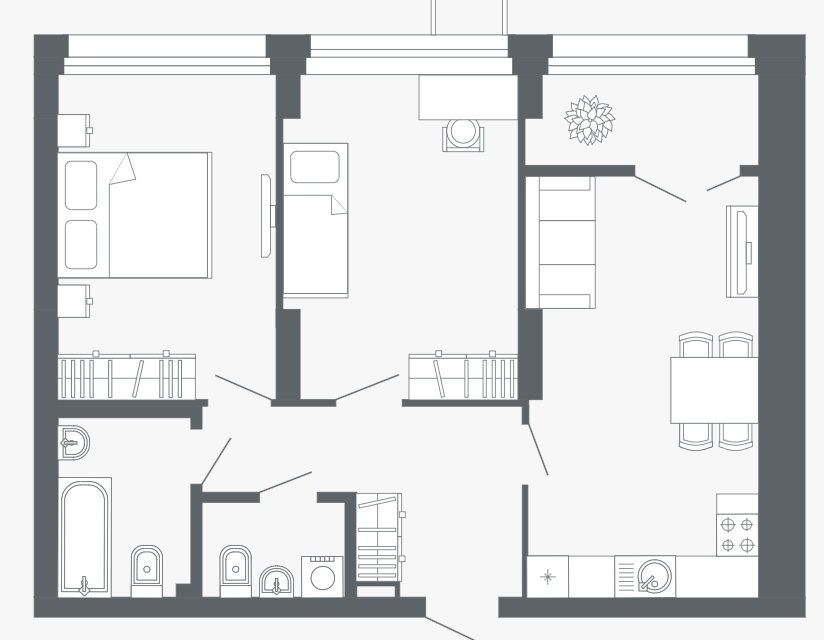 Продаётся 3-комнатная квартира, 63.8 м²