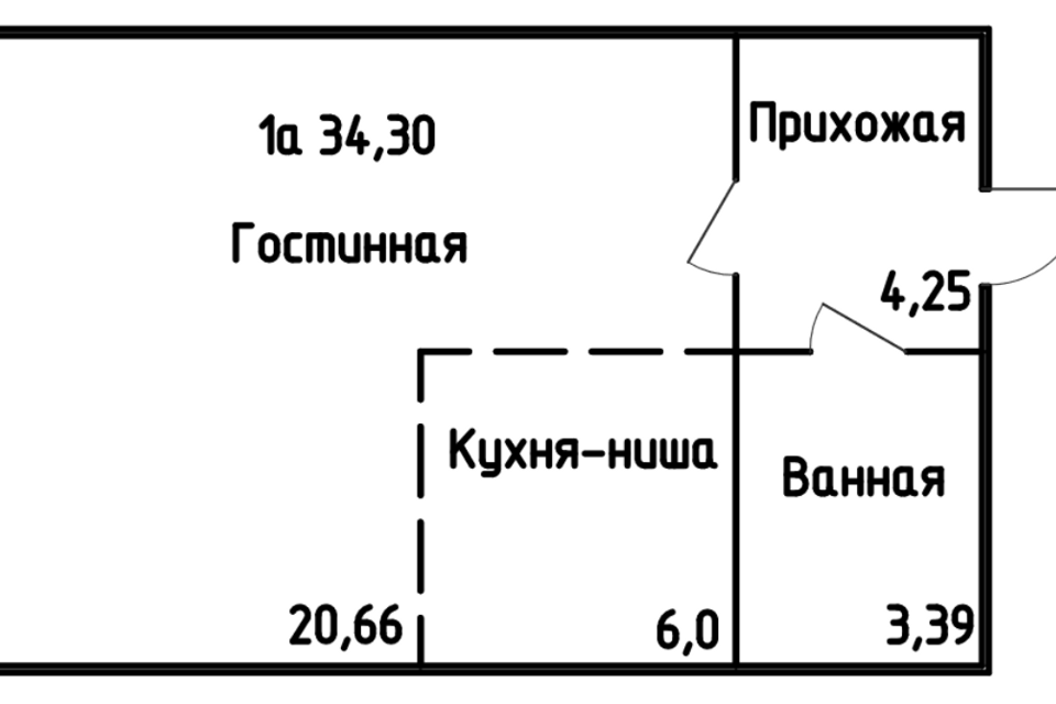 Продаётся студия, 34.3 м²