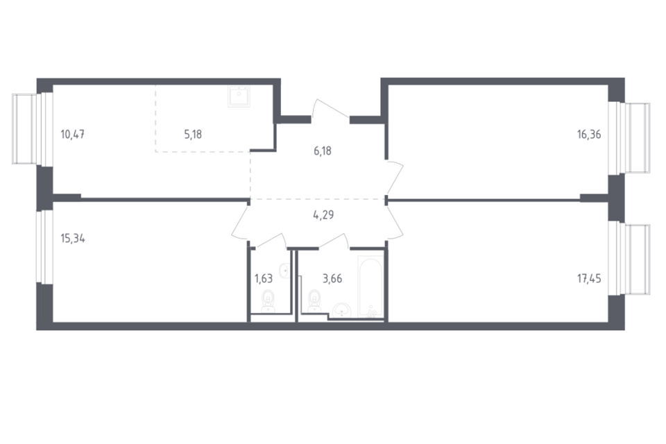 Продаётся 3-комнатная квартира, 80.56 м²