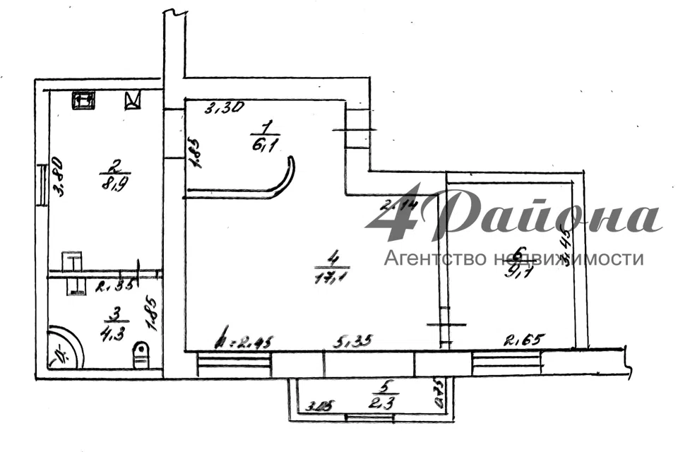 Продаётся 2-комнатная квартира, 47.8 м²