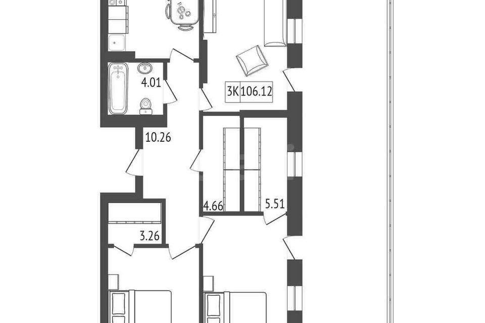 Продаётся 3-комнатная квартира, 138 м²