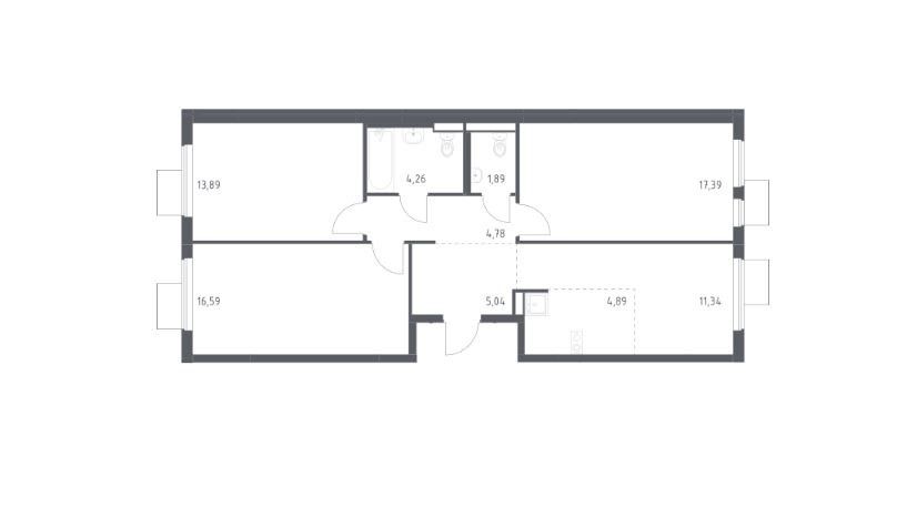 Продаётся 3-комнатная квартира, 80.01 м²