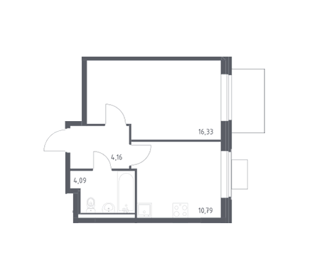 Продаётся 1-комнатная квартира, 35.37 м²