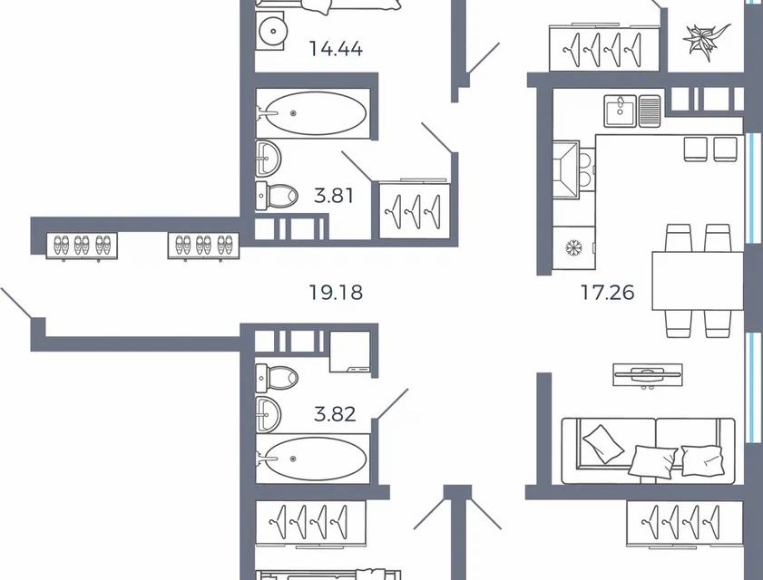 Продаётся 4-комнатная квартира, 106.9 м²