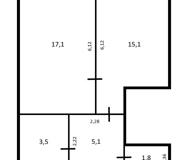 Продаётся 1-комнатная квартира, 42.6 м²