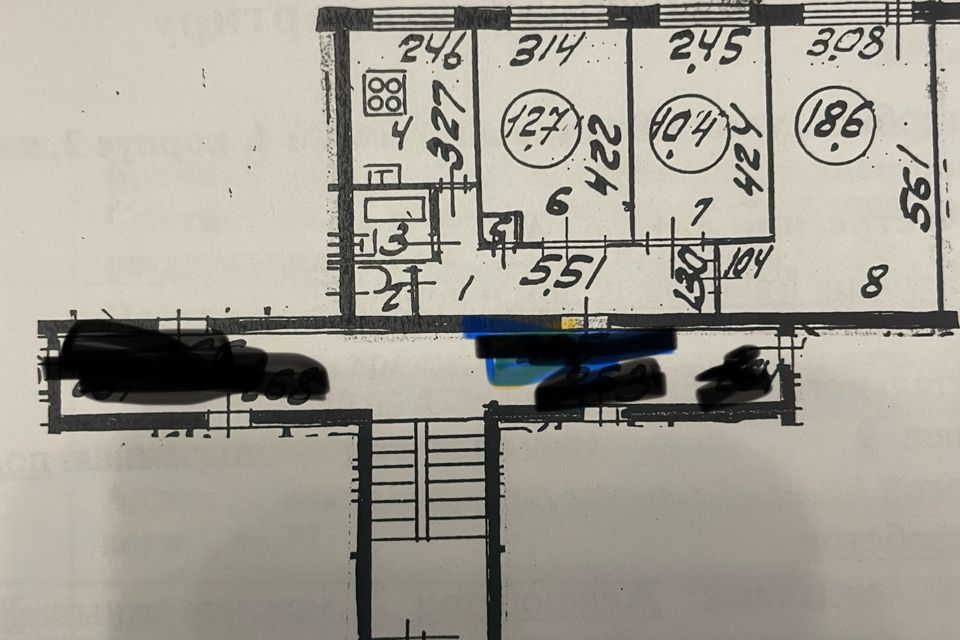 Продаётся 3-комнатная квартира, 61.4 м²