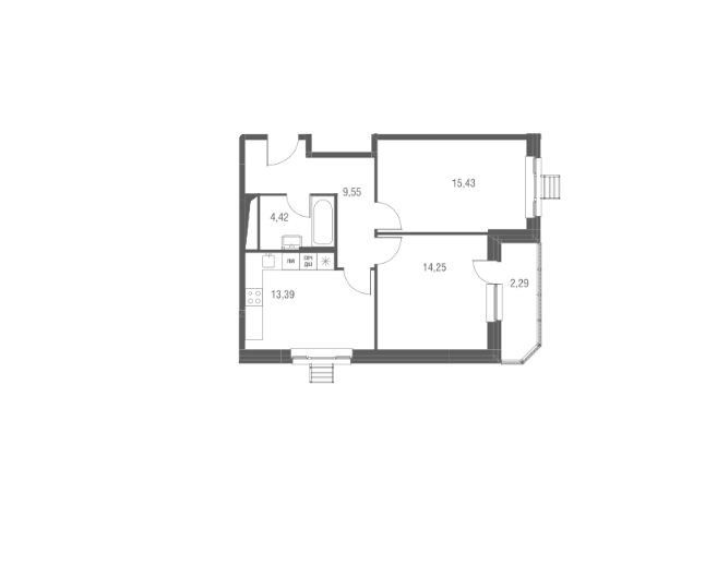 Продаётся 2-комнатная квартира, 59.33 м²