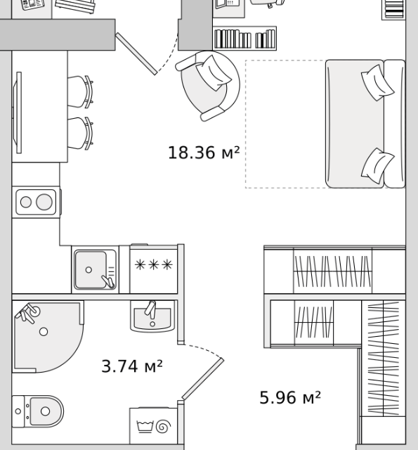 Продаётся студия, 27.6 м²