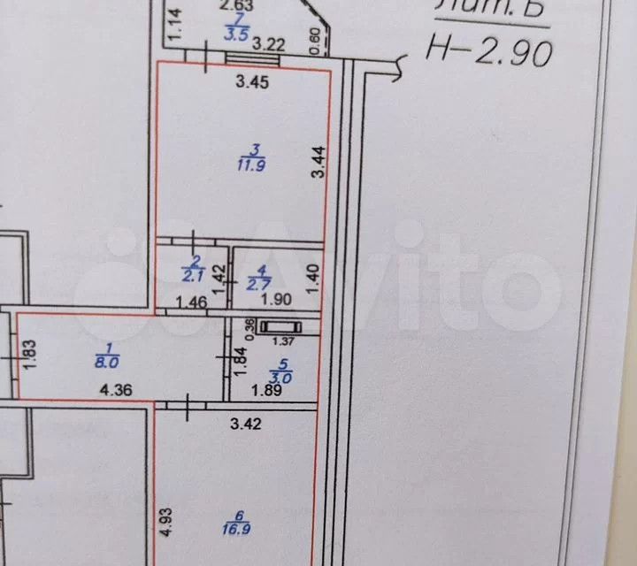 Продаётся 1-комнатная квартира, 44.6 м²