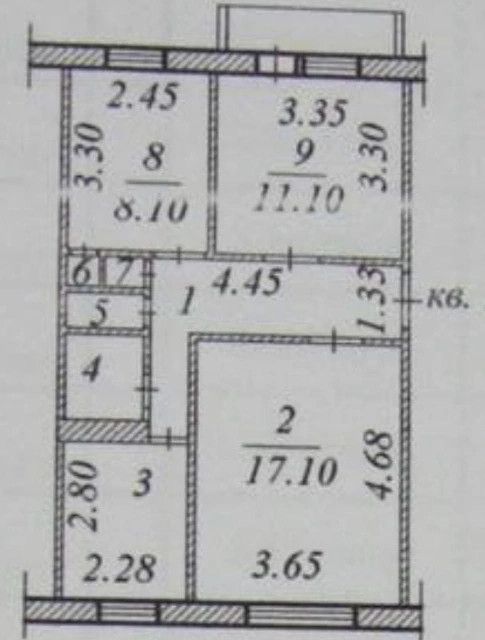 Продаётся 3-комнатная квартира, 54.2 м²
