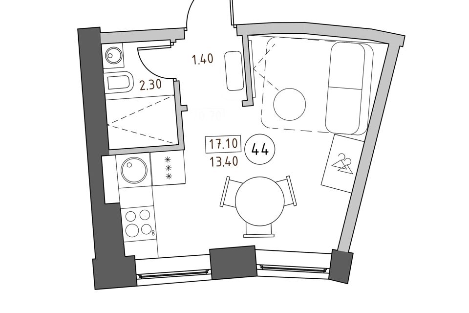 Продаётся студия, 17.1 м²