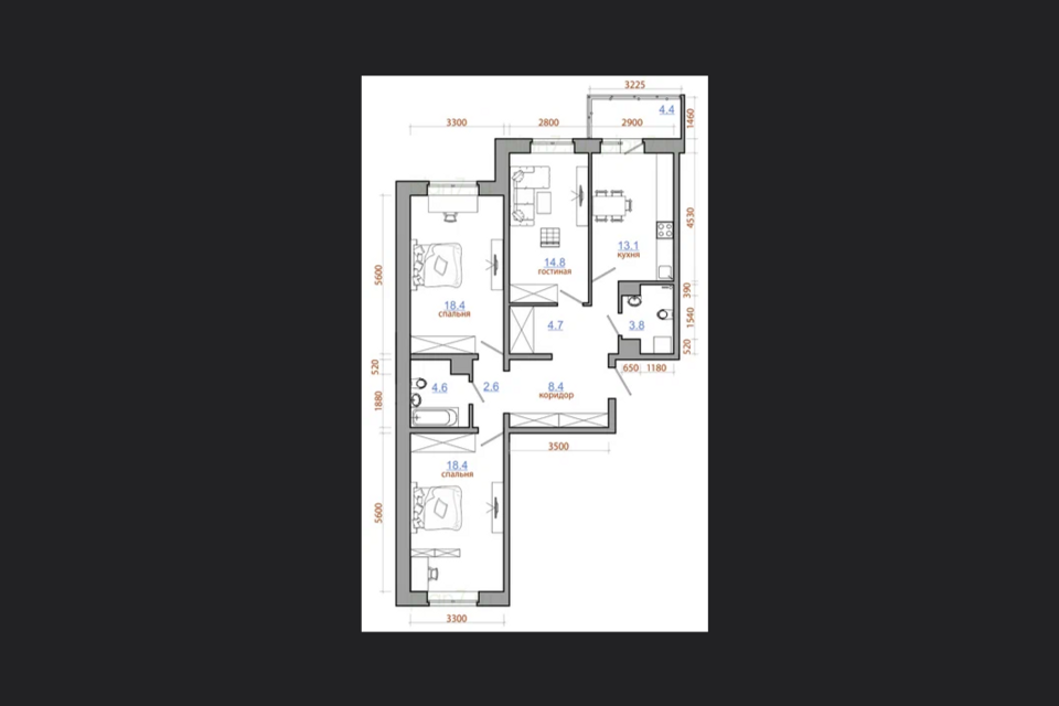 Продаётся 3-комнатная квартира, 92.5 м²