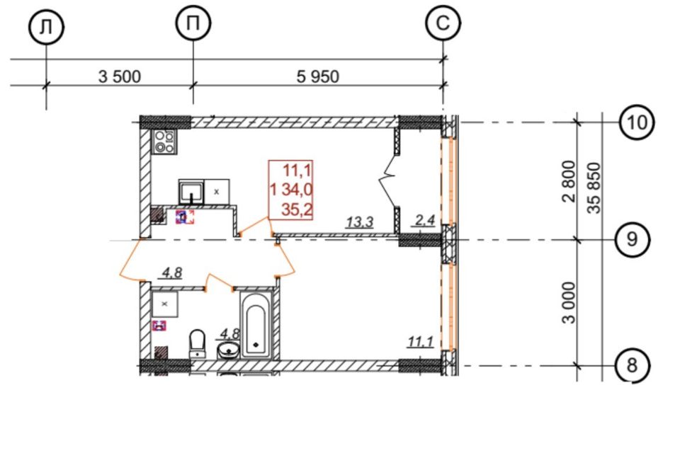 Продаётся 1-комнатная квартира, 36.4 м²