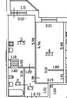 Продаётся 1-комнатная квартира, 52 м²