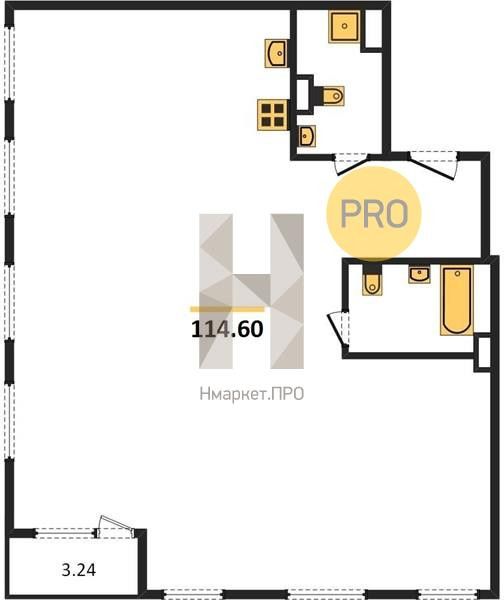 Продаётся 3-комнатная квартира, 114.6 м²