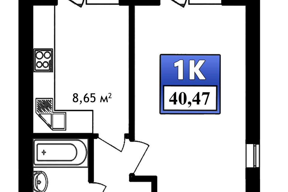 Продаётся 1-комнатная квартира, 34 м²