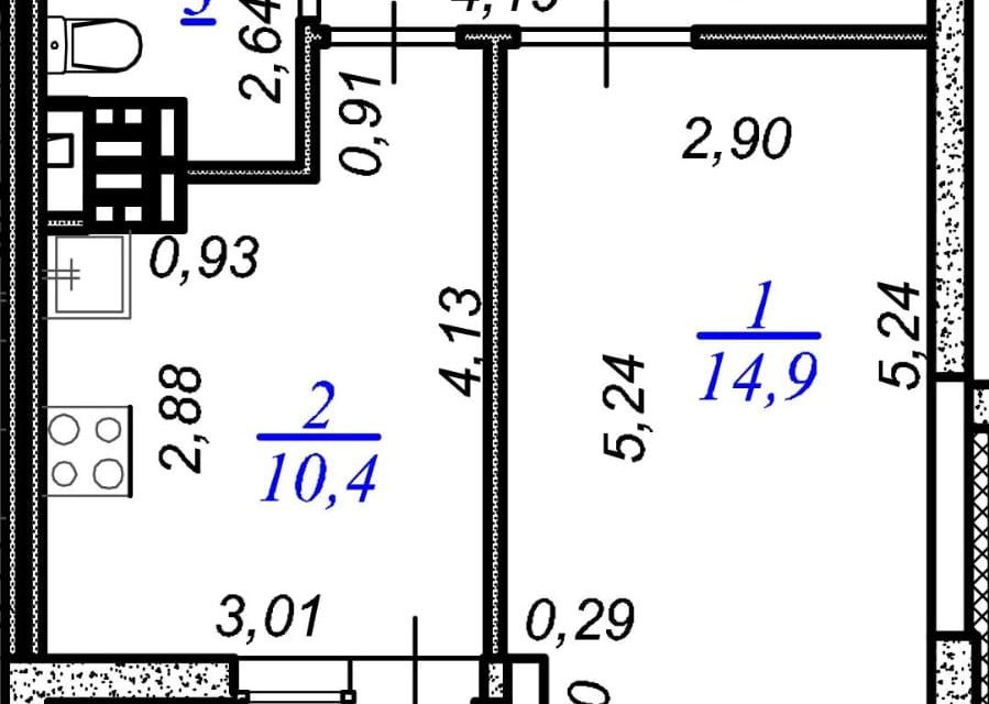 Продаётся 1-комнатная квартира, 36.6 м²