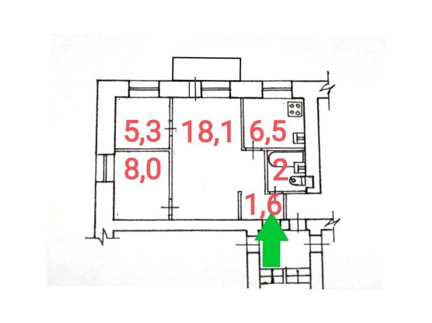Продаётся 3-комнатная квартира, 41.5 м²